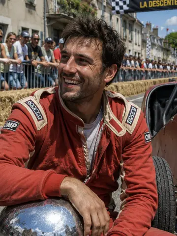 Coureur en caisse à savon devant le public